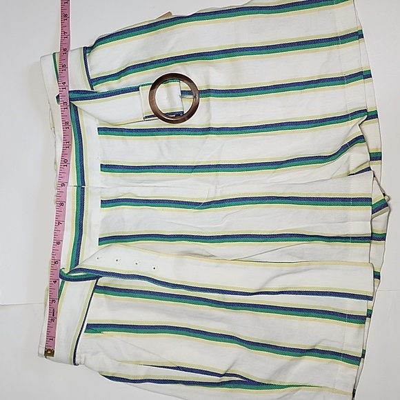 Halogen Paperbag Ivory-Blue Dune Striped  Short/ Size M - Picture 9 of 15